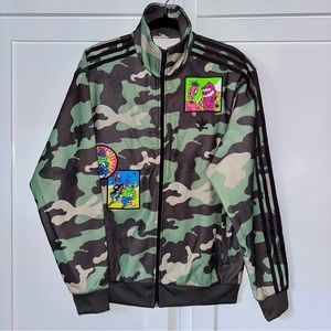 Adidas Jeremy Scott Track Jacket Men’s M Camo Green Brown Tan Neon RETRO ART